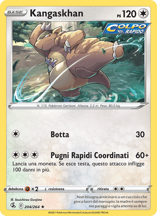 Kangaskhan, carta 204 di Colpo Fusione
