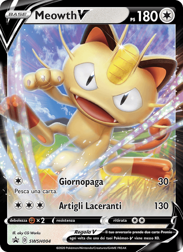 Meowth V, carta SWSH004 di SPSC Promo