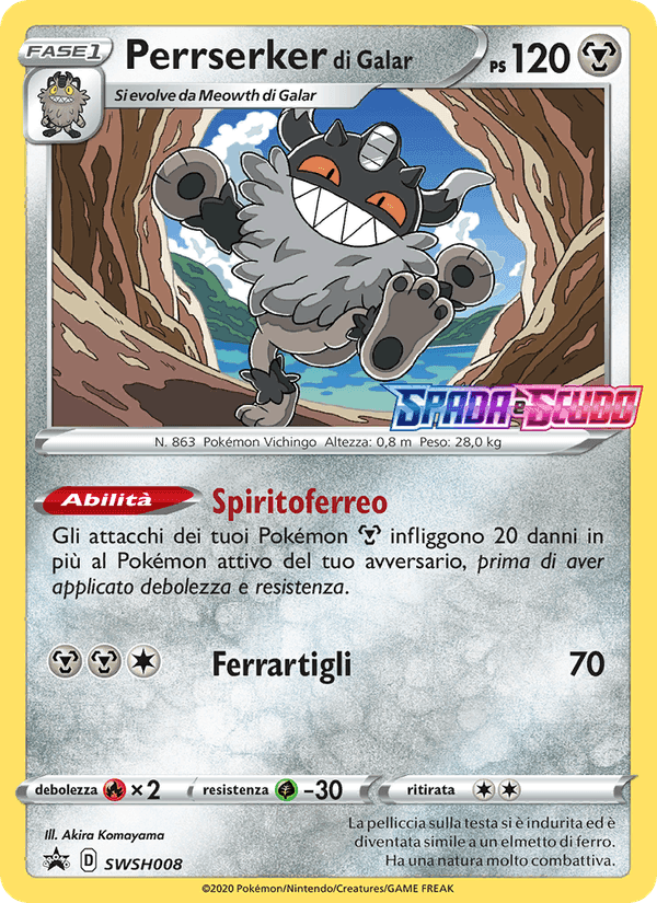 Perrserker di Galar, carta SWSH008 di SPSC Promo