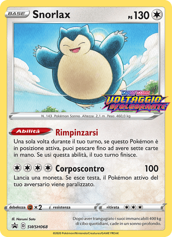 Snorlax, carta SWSH068 de SPSC Promo