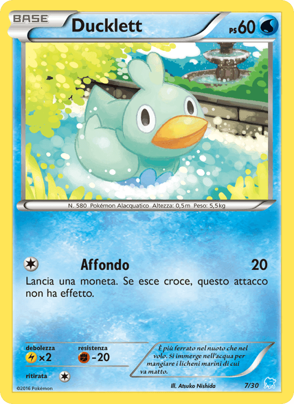 Ducklett, carta 7 de XY trainer Kit (Suicune)