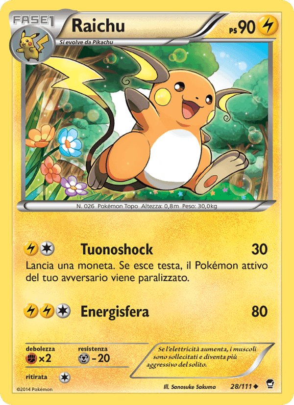 Raichu, carte 28 de Colpi Furiosi