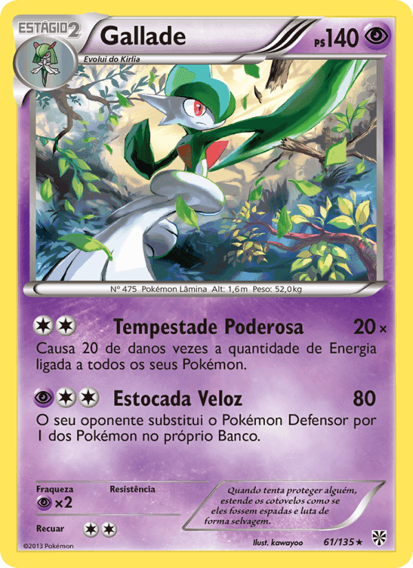Gallade, card 61 from Tempestade de Plasma