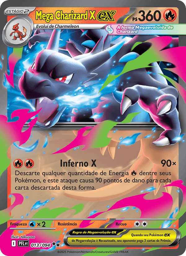 Mega Charizard X ex, carta 013 de Fogo Fantasmagórico