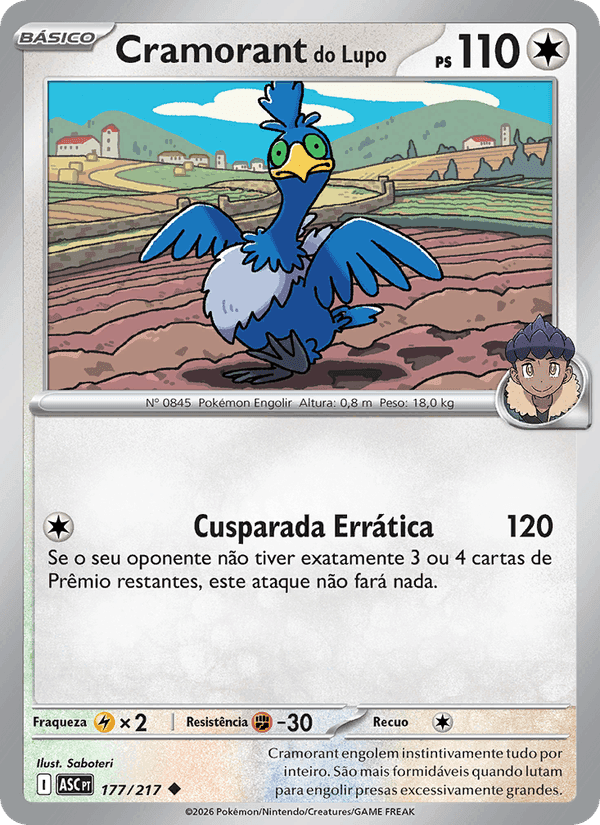 Cramorant do Lupo, card 177 from Heróis Excelsos