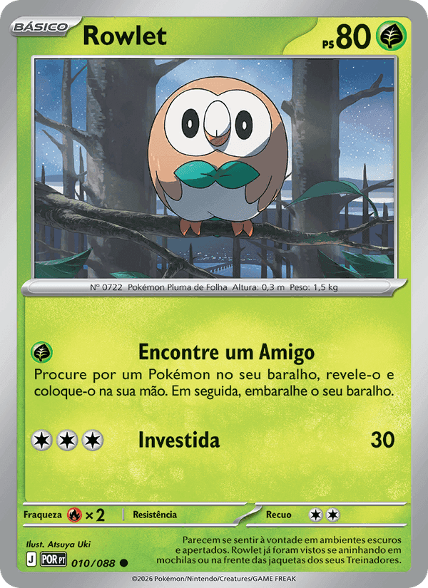 Rowlet, carta 010 di Equilíbrio Perfeito