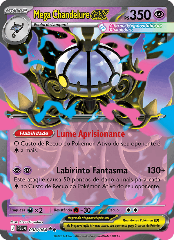 Mega Chandelure ex, card 038 from Escuridão Absoluta