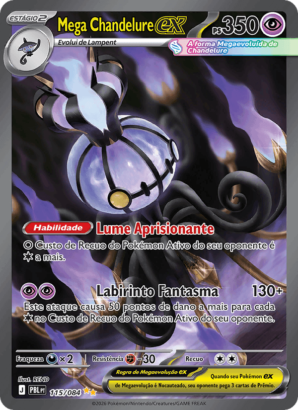 Mega Chandelure ex, carta 115 de Escuridão Absoluta