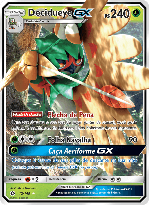 Decidueye GX, carte 12 de Sol e Lua