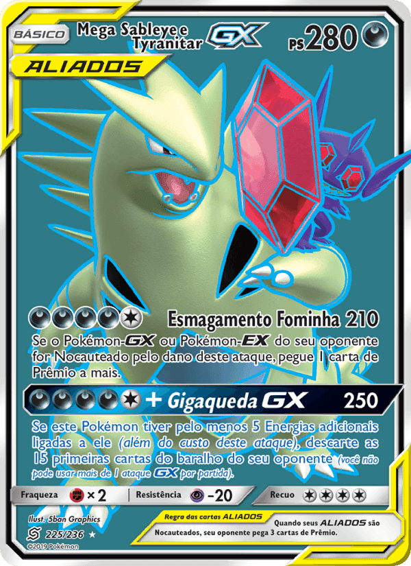 Mega Sableye e Tyranitar GX, card 225 from Sintonia Mental