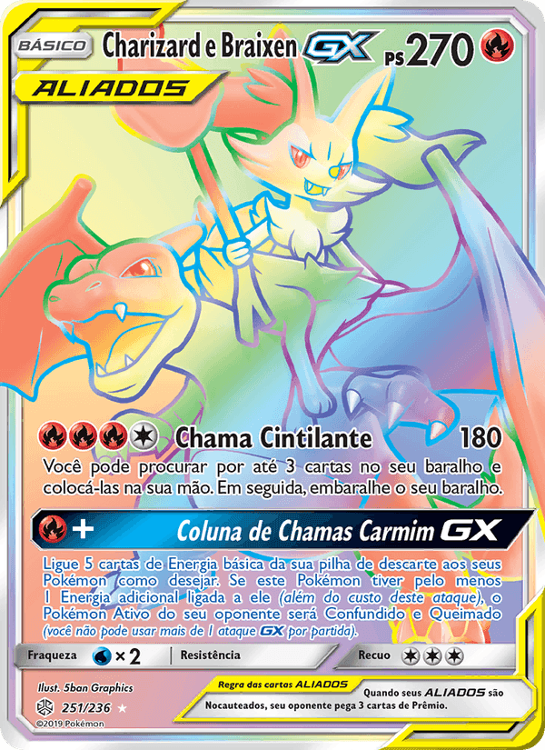 Charizard e Braixen GX, carta 251 de Eclipse Cósmico