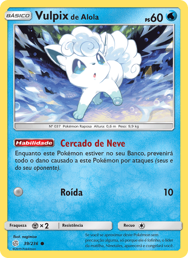 Vulpix de Alola, carta 39 di Eclipse Cósmico