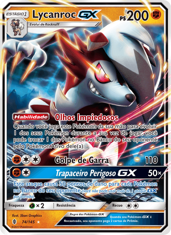 Lycanroc GX, carta 74 de Guardiões Ascendentes