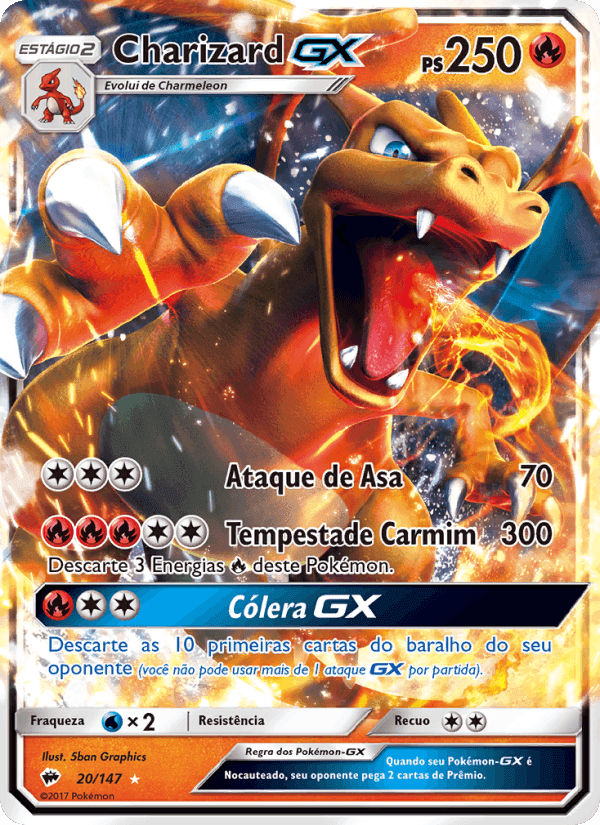 Charizard GX, carta 20 de Sombras Ardentes