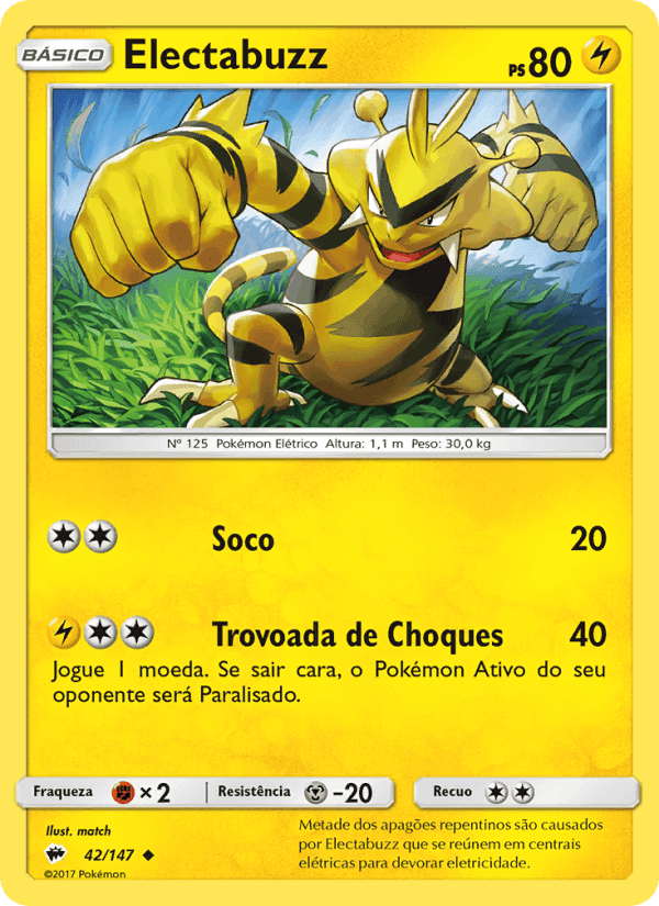 Electabuzz, carta 42 de Sombras Ardentes