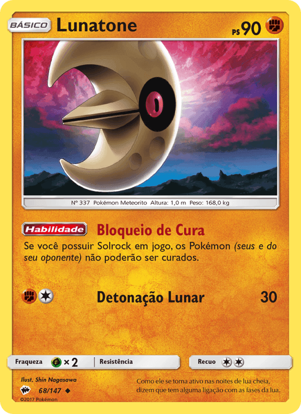 Lunatone, card 68 from Sombras Ardentes