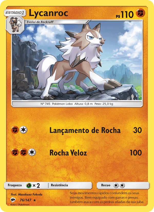Lycanroc, card 76 from Sombras Ardentes