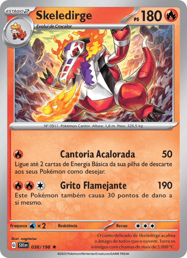 Skeledirge, carta 038 de Escarlate e Violeta