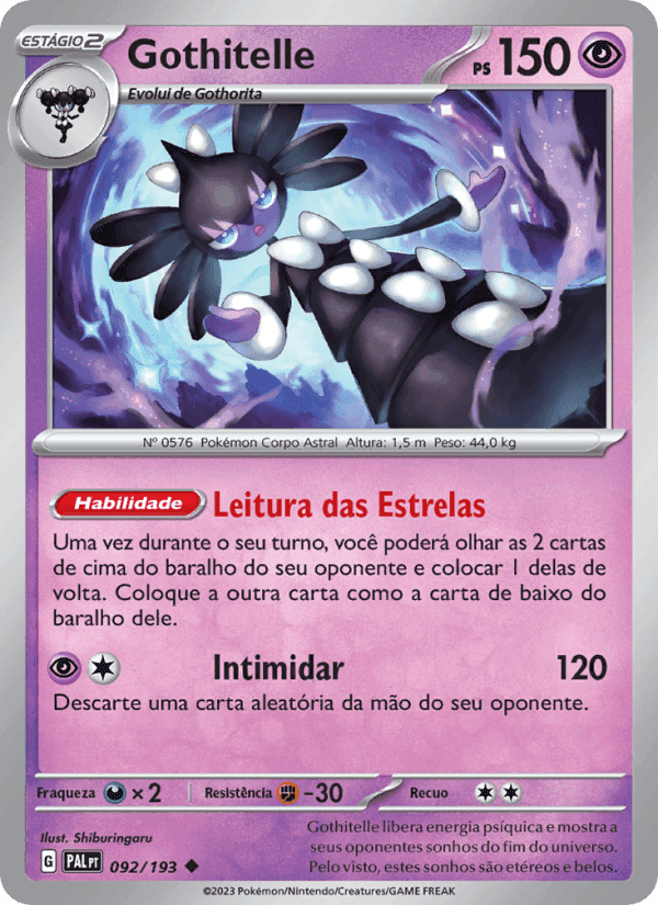 Gothitelle, card 092 from Evoluções em Paldea