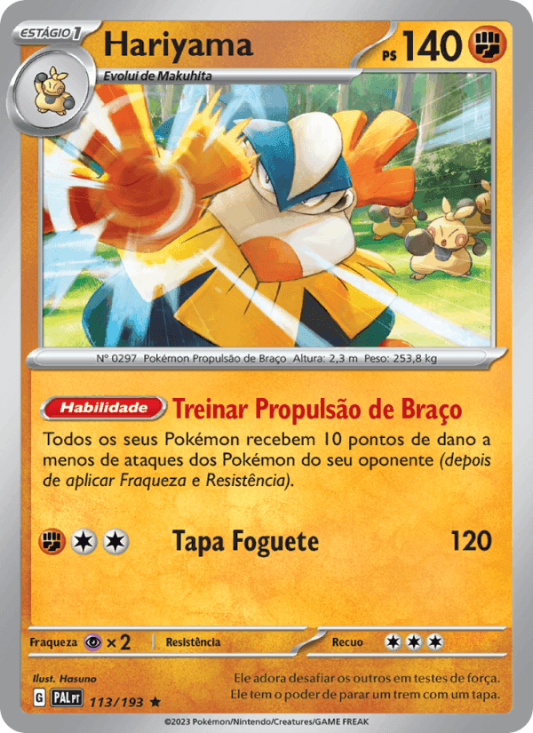 Hariyama, card 113 from Evoluções em Paldea