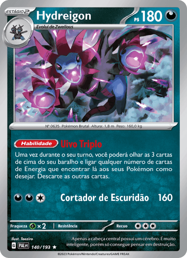 Hydreigon, card 140 from Evoluções em Paldea
