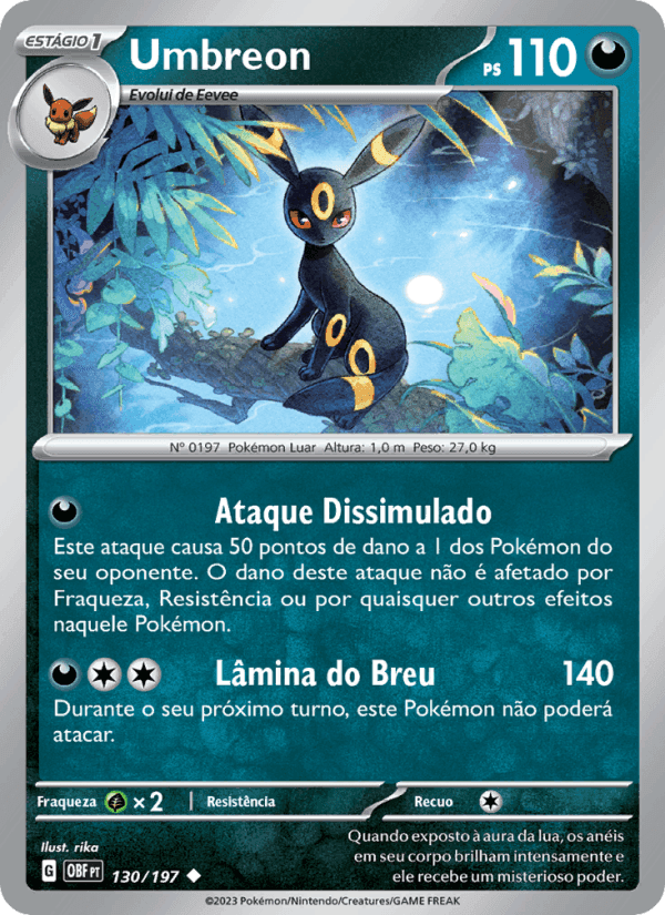 Umbreon, carte 130 de Obsidiana em Chamas
