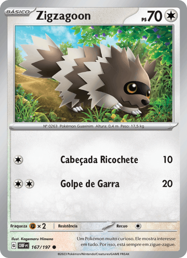 Zigzagoon, carta 167 de Obsidiana em Chamas