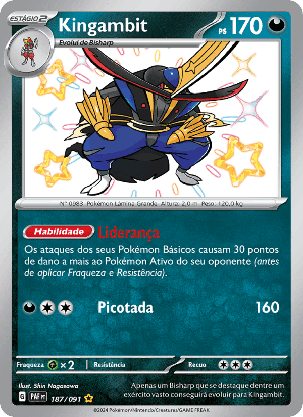 Kingambit, card 187 from Destinos de Paldea