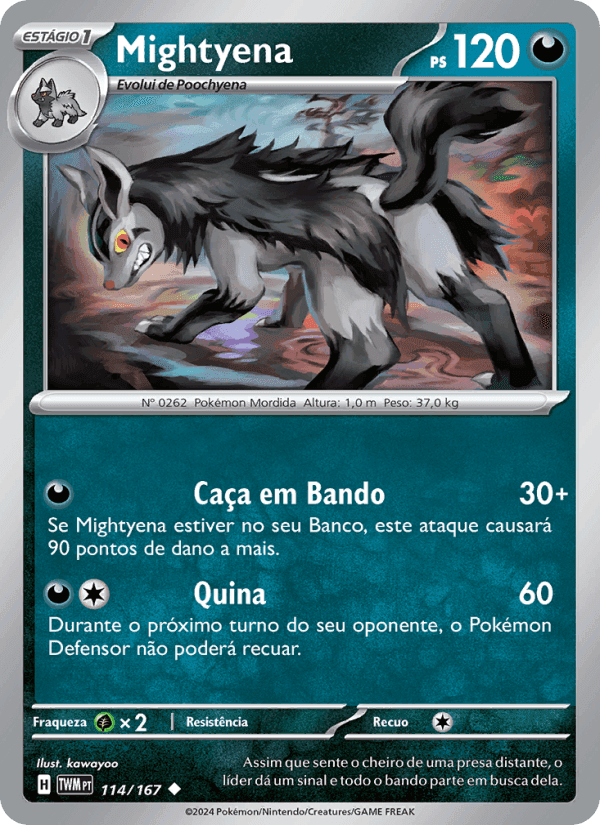 Mightyena, carta 114 de Máscaras do Crepúsculo
