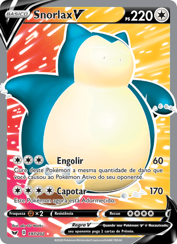 Snorlax V, card 197 from Espada e Escudo
