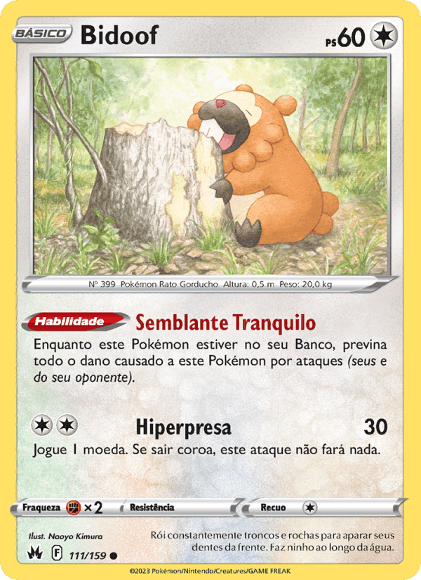 Bidoof, card 111 from Realeza Absoluta