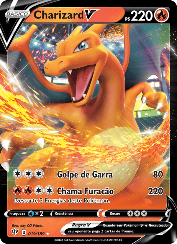 Charizard V, carta 19 de Escuridão Incandescente