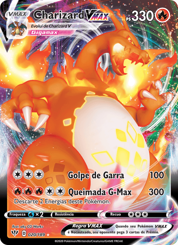 Charizard VMAX, carta 20 de Escuridão Incandescente