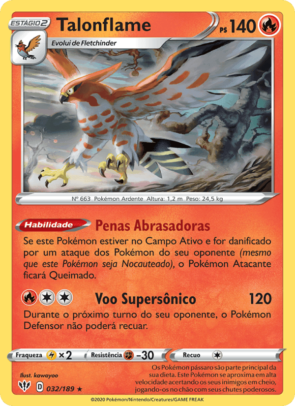 Talonflame, carta 32 de Escuridão Incandescente
