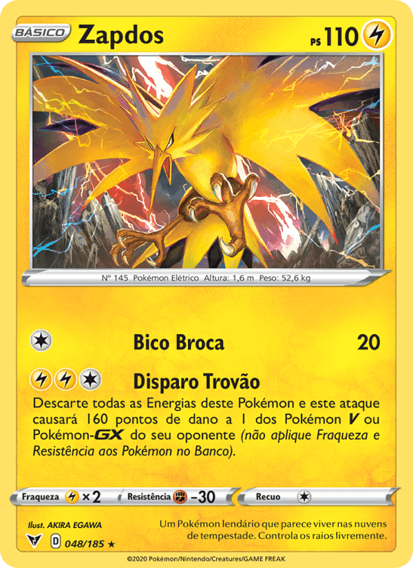 Zapdos, carta 48 de Voltagem Vívida