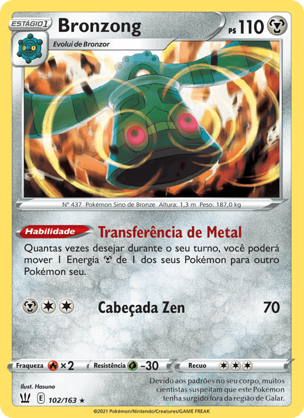 Bronzong, card 102 from Estilos de Batalha