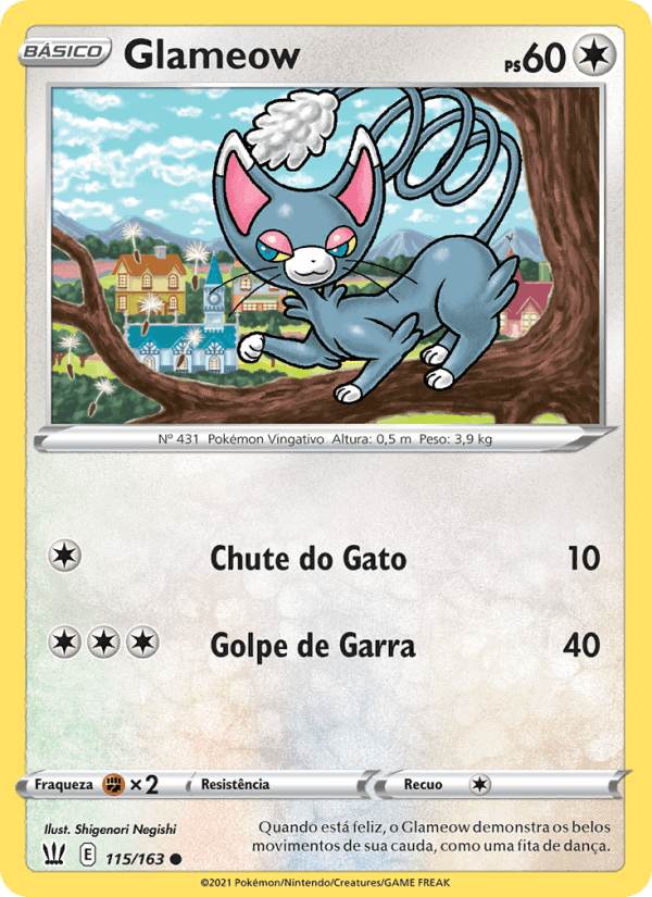 Glameow, card 115 from Estilos de Batalha