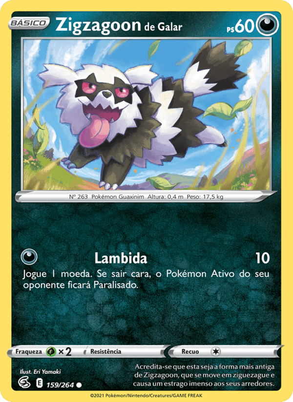 Zigzagoon de Galar, carta 159 de Golpe Fusão