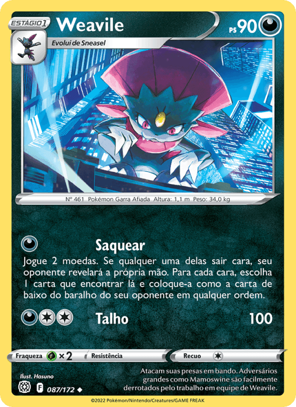 Weavile, carta 087 de Astros Cintilantes