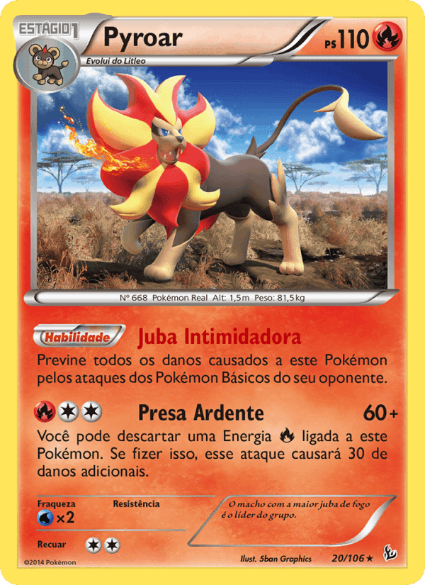 Pyroar, carta 20 di Flash de Fogo