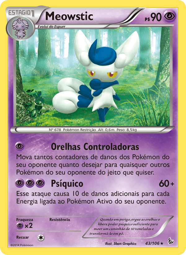 Meowstic, carta 43 di Flash de Fogo