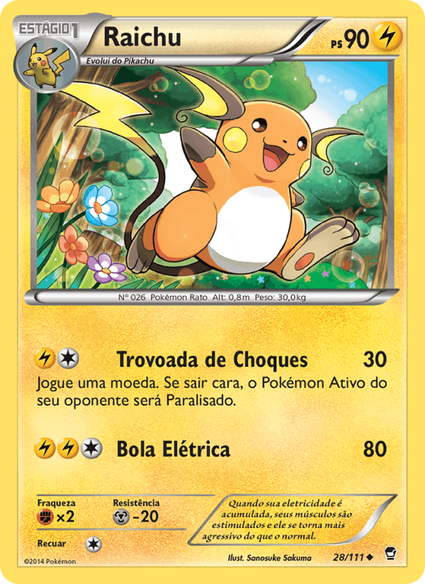 Raichu, carte 28 de Punhos Furiosos