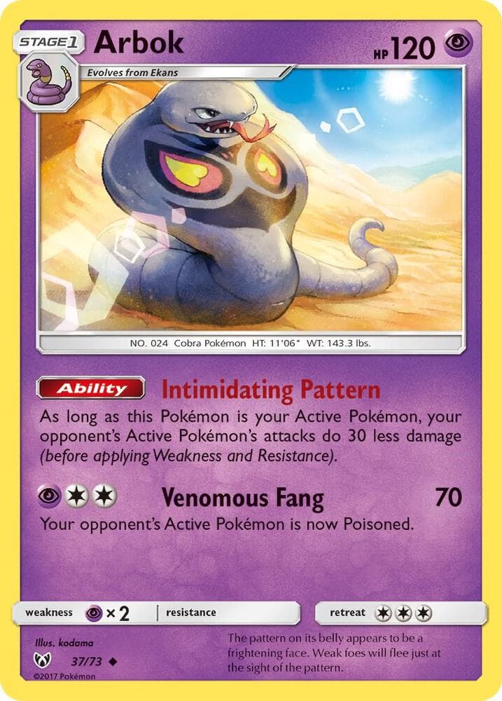 Arbok, card 37 from Shining Legends