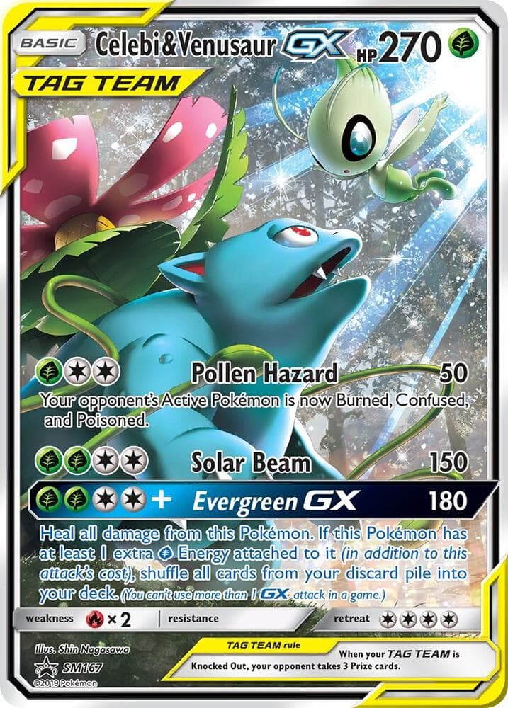 Celebi e Venusaur GX, carta SM167 di SL Promo