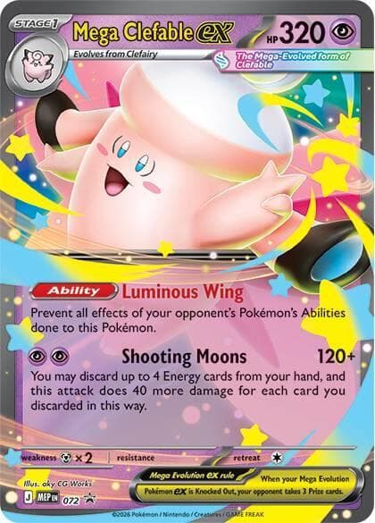 Mega Clefable ex, card 072 from MEP Black Star Promos