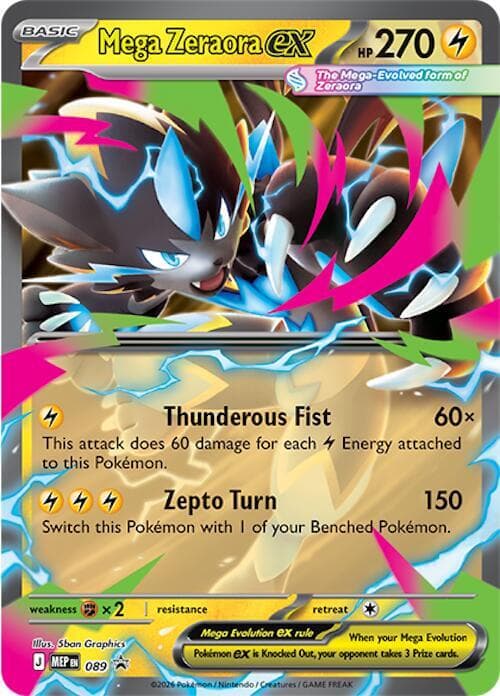 Mega Zeraora ex, card 089 from MEP Black Star Promos