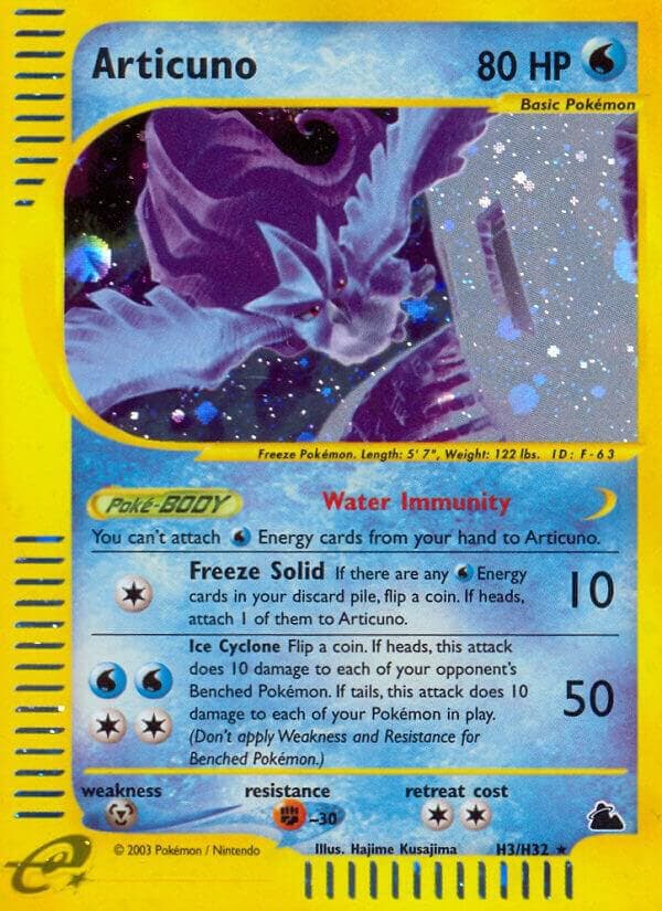 Articuno, carta H03 di Skyridge